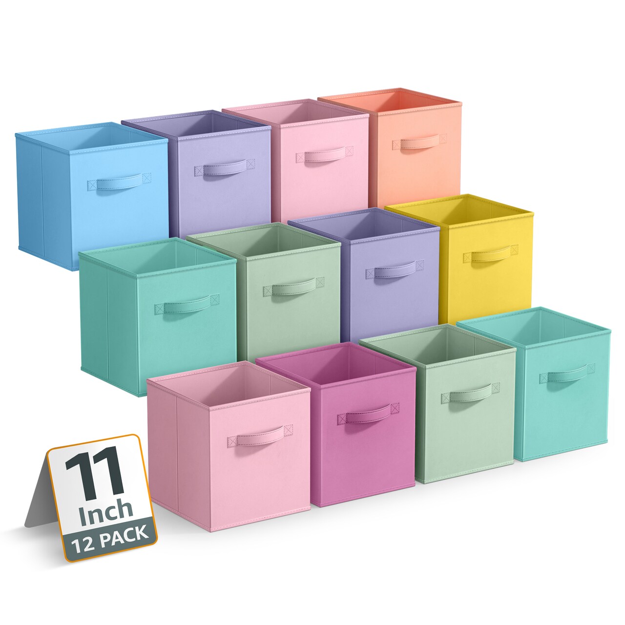 Sorbus 12 Pack Storage Bins - 11" Sturdy Collapsible Fabric Storage Cubes with Handle